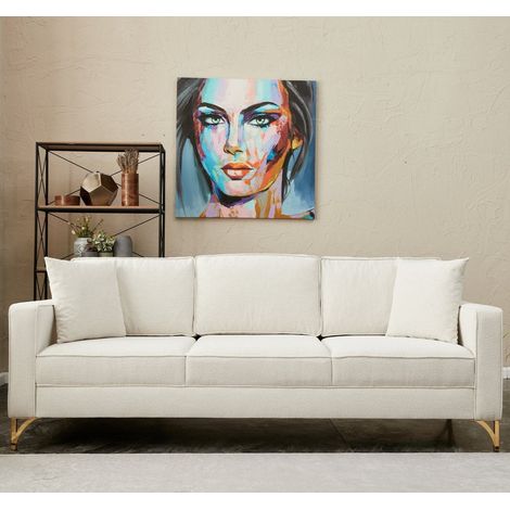 3-Sitzer-Sofa Berlin Creme Gold