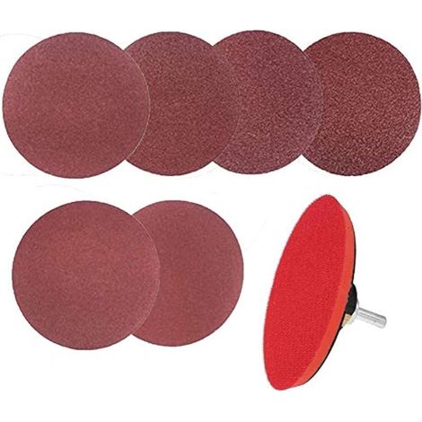 Kit de 62 disques abrasifs 5" (125mm) : 60 papiers de 40/60/80/120/180/240 grains auto-agrippants + plateau et axe pour perceuse/meuleuse/outils rotatifs.