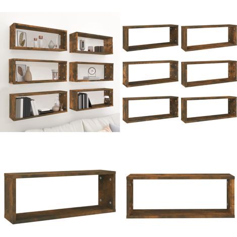 Würfelregale 6 Stk. Räuchereiche 60x15x23 cm Holzwerkstoff - Würfelregal - Regal - Wandregal - Wohnwand - Deko Regal - Home & Living (1/5)