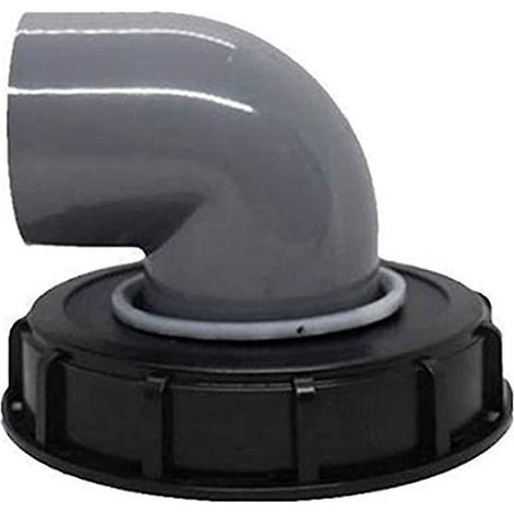 Couvercle de baril en plastique noir de 163 mm à 90 degrés pour récupérateur d'eau de pluie et tuyau d'arrosage. (1/4)