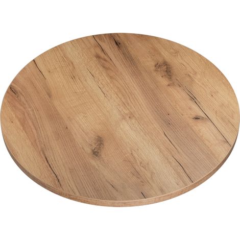 Plateau de table rond en chêne craft 68 cm – Résistant aux rayures et à l'humidité – Pour bureau et salle à manger