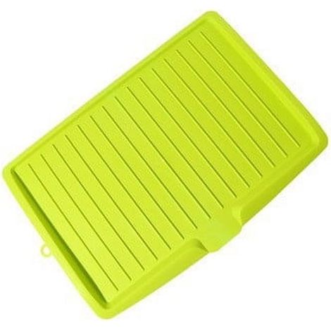 Scolapiatti da cucina, tappetino scolapiatti in silicone per piano di lavoro, grande vassoio scolapiatti in plastica con canali laterali inclinati, vassoio scolapiatti laterale, scolapiatti, tovagliet (1/4)