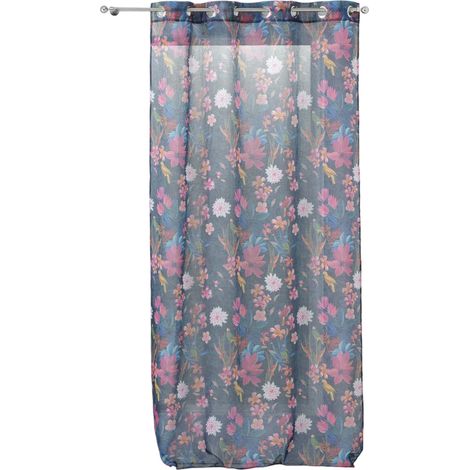 Panneau a oeillets rideau voile sable 140 x 240 cm Exotic paradise bleu (1/2)
