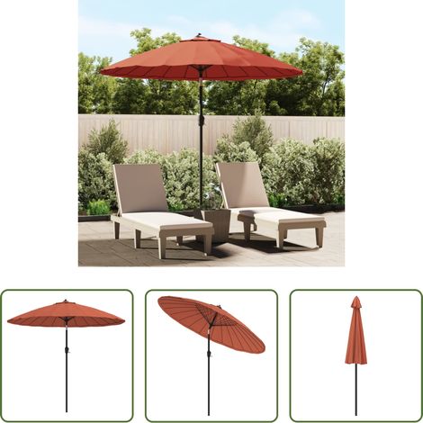 vidaXL Aluminium-Sonnenschirm - Sonnenschirm mit Aluminium-Mast 270 cm Terrakotta (1/5)
