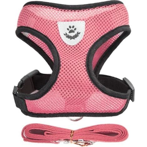 Harnais en maille ajustable - MARQUE - XL - Rose - Accessoires pour chat - Gilet de promenade avec laisse (1/4)