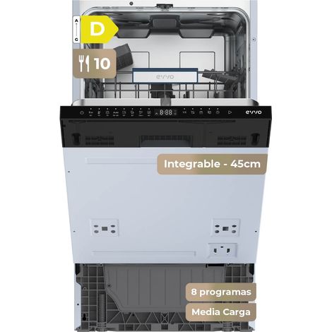 EVVO Di.3 Slim Lavavajillas Integrable 45cm Panelable 10 Cubiertos 8 Programas (1/5)