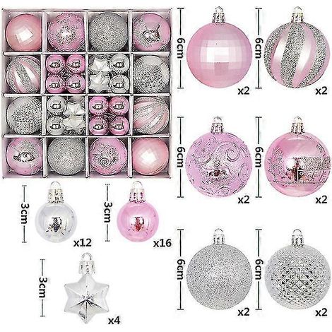 Nouveaux ornements de sapin de Noël, ensemble de 44 boules de Noël colorées et incassables à suspendre. (1/5)