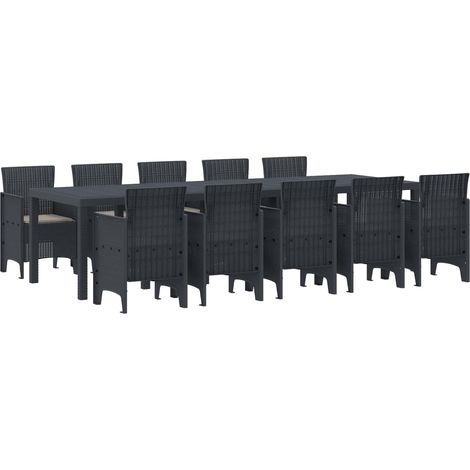 vidaXL Conjunto de Comedor de Jardín 11 uds. Antracita Poliratán (1/5)