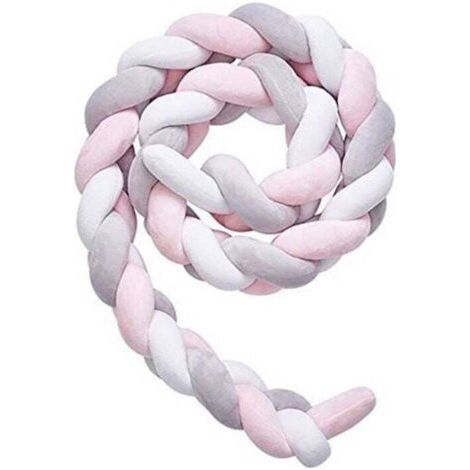 Tour de lit tressé 3M coleur de Blanc Gris Rose Tour de lit bébé (1/4)