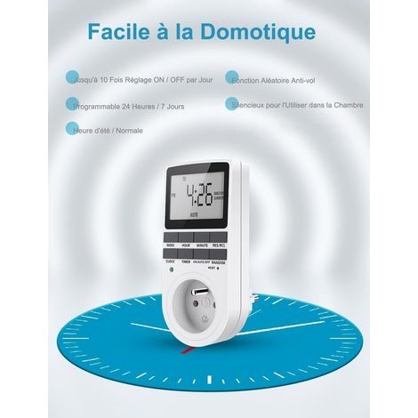 Maxcio Digitaler programmierbarer Stecker, Wochenzeitschaltuhr mit LCD-Bildschirm, 12H/24H/7Tage-Zeitschaltuhr für Elektrogeräte und Beleuchtung (1 Stück) (1/4)