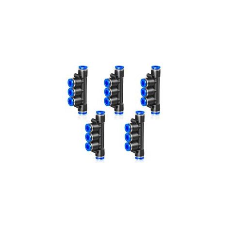 5pcs 8mm tube de carte diamètre extérieur connexion Push in 5 voies en plastique à libération rapide manifold Connecteur de manchon de carte