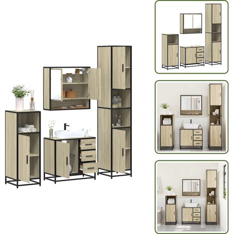 vidaXL Ensemble de meubles de salle de bain 4 pcs chêne sonoma