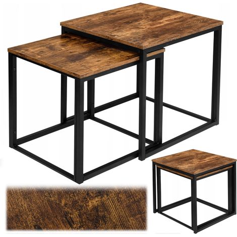 PRAVEN RUSTIC Couchtische aus gealterter Eiche im Loft-Stil