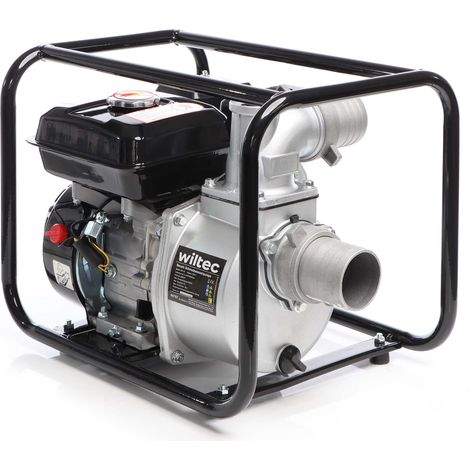 Wiltec Bomba de aguas residuales a gasolina de 4kW bomba de agua caudal 48.000l/h toma de 80mm (3") (1/5)