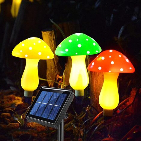 Lampe solaire champignon multicolore pour jardin extérieur, lampe décorative champignon étanche multimode (1/5)