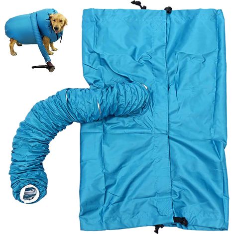 Sac de séchage pour chien et chat en tissu Oxford bleu, tailles S (25-40 cm, 2.5-7.5 kg) M (35-51 cm, 6-15 kg) L (≤75 cm, 13-35 kg), 1 pièce sans sèche-cheveux, pour après bain pluie et hiver (1/3)