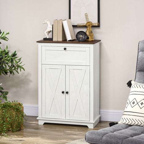 Sideboard mit mehreren Stauräumen, 2 Türen, verstellbarem Einlegeboden und 1 Schublade, Maße: 60 cm (B) x 30 cm (T) x 87,5 cm (H)