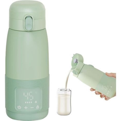 Chauffe-biberon Portable, 500ml Chauffe-biberon Bébé en Déplacement Contrôle Précis de la Température 37 à 55 Degrés Réglable pour le Voyage Alimentation de Nuit (1/5)