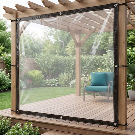 TolleTour 2 teli trasparenti impermeabili con occhielli antiruggine per giardino e terrazza, 2 × 1 m (1/5)