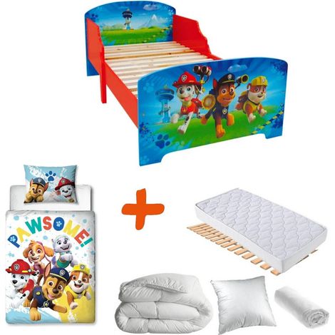 Pack Lit Pat'Patrouille avec Matelas et Textile complet - couchage 140x70 cm (1/5)