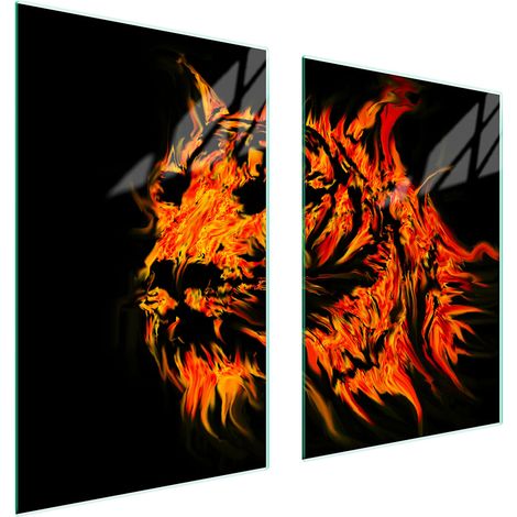 Assiette de protection en verre pour la cuisine 65x52 tigre (1/5)