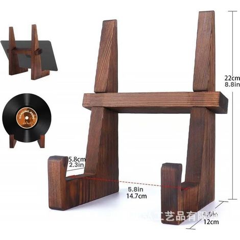 Supporto per piatti in legno a forma di H, leggio e porta libri per cucina, soggiorno o ufficio, espositore stabile per ricette, foto o dischi in vinile (1/4)