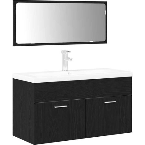 Maison Exclusive - Badezimmermöbel-Set 3 pcs Schwarz Eichen-Optik
