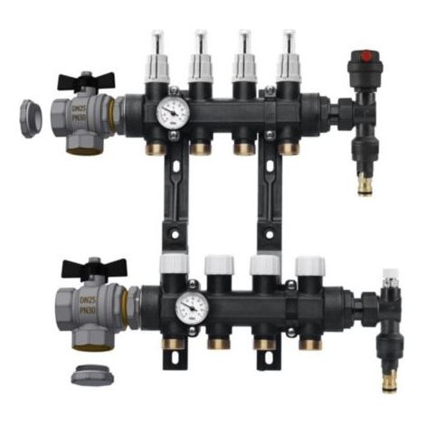 Kit Collecteur de Synthèse Monobloc ALTECH 6 Circuits 1" avec Raccords Chauffage Sol - 4378451