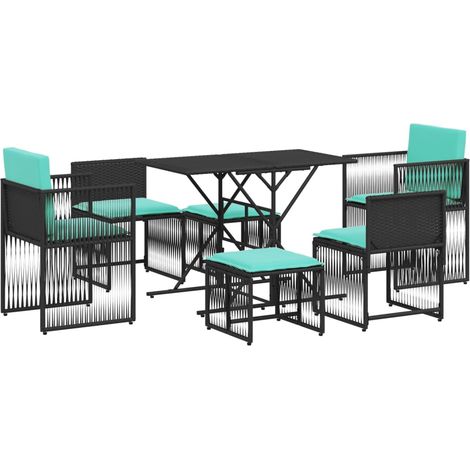 Ensemble à manger de jardin 7 pcs coussins noir résine tressée vidaXL