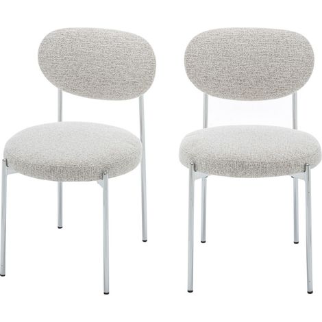 Lot de 2 chaises en tissu pieds chrome - Beige chiné - Kyoto (1/5)