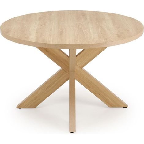 Table ronde 120 cm aspect chêne naturel RAVI (1/4)