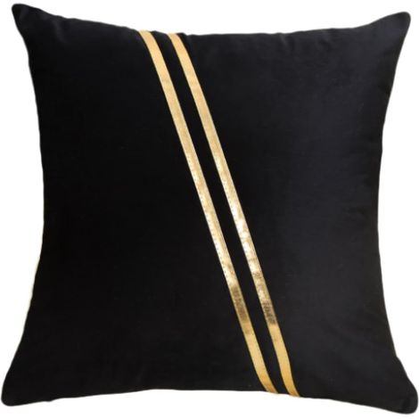 Sollbry Juego de 2 fundas de cojín decorativas de terciopelo de lujo con piel dorada para sofá, dormitorio, sala de estar, coche, 45,7 x 45,7 cm, color negro (1/3)