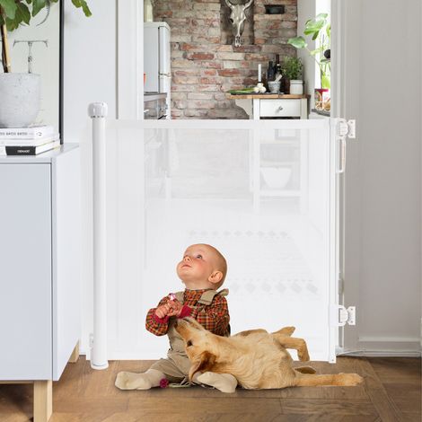 Randaco Barrière de sécurité extensible, barrière d'escalier, barrière de sécurité, pour bébé et animaux domestiques 0-180cm Blanc (1/5)