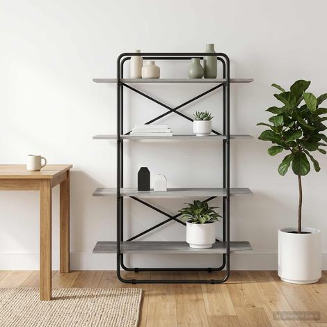 vidaXL Libreria 4 livelli 100 x 35 x 140 cm PB Sonoma grigio (1/5)