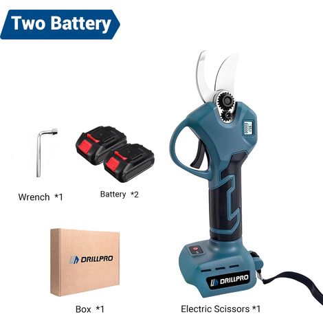 Drillpro Akku-Gartenschere, 500 W, 18 V, elektrische Gartenschere mit Bildschirm mit 2 2,5-Ah-Akku, für Gärten, Parks, Bauernhöfe, Gewächshäuser (1/4)