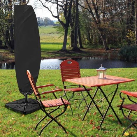 Housse de Protection pour Parasol Déporté - 210D Oxford - Imperméable - Noir (1/4)