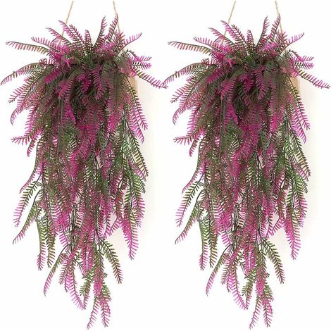 2 Pièces Fougère Artificielle Plante Fausse Plantes Deco Plante Artificielle Exterieur, Mauve (1/5)