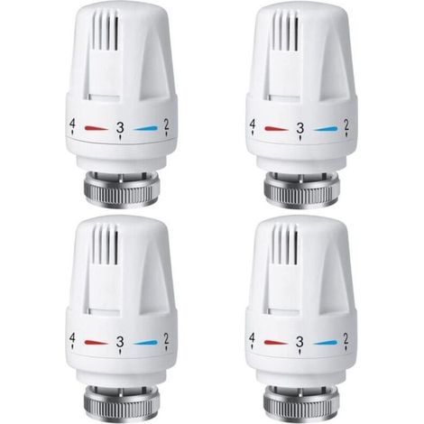 Têtes de radiateur thermostatiques 4 pièces, têtes de contrôle automatique de la température, vanne de radiateur antigel, système de chauffage adapté au bureau à domicile (1/5)