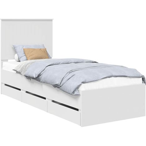 Maison Exclusive - Bettrahmen mit Schubladen Weiß 75 x 190 cm Ing