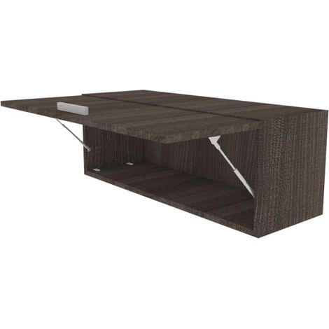Libreria pensile moderna con anta a ribalta, L 90 cm - Montaggio rapido - Olmo jerez scuro