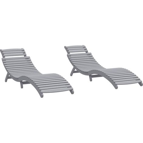 Maison Exclusive - Lettini 2 pz Grigi 184x55x64 cm Legno Massello di Acacia (1/5)