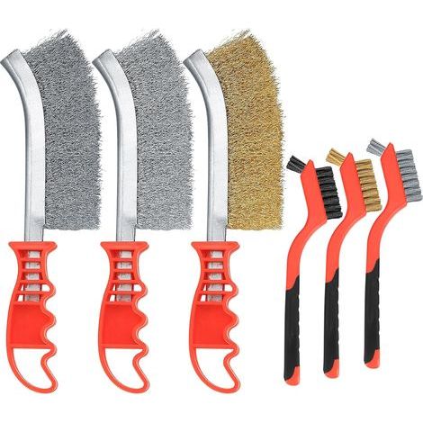 Lot de 6 Brosses Métalliques pour Nettoyage de Soudure, Décapage et Anti-Rouille - 3 Grandes + 3 Petites (1/5)