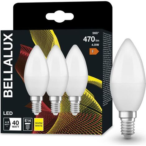 Ledvance Bellalux Lampadine LED E14 A Candela 4,9W 470 Lumen Bianco Caldo 2700K Opaco - Confezione da 3