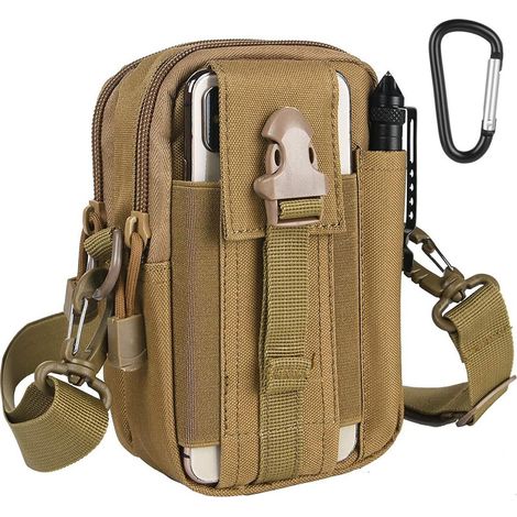 Taktische Hüfttasche mit Schultergurt, Molle-System, wasserdicht, Khaki (1/5)