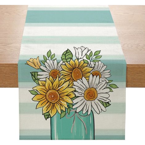 (33x183CM)Coureur de table en lin Pour l'extérieur, le balcon, l'intérieur et la décoration de fête (1/3)