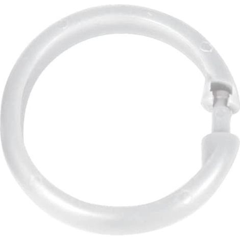 12 - Gardinenringe - Badezimmeraccessoire - Stabile Befestigung für dicke Stangen - Leicht zu öffnen - Weiß - 6 x 6 cm (1/2)