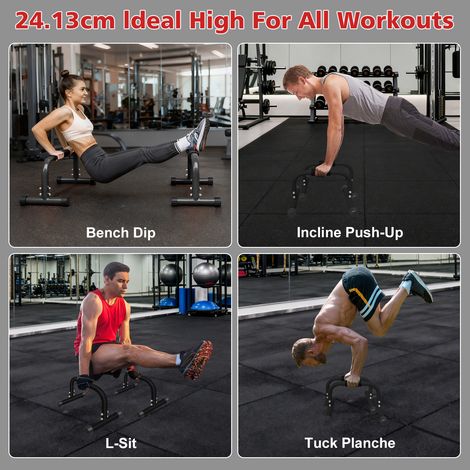Barras paralelas para dips y flexiones, acero negro, hasta 300 kg, OKMYHOME (1/5)