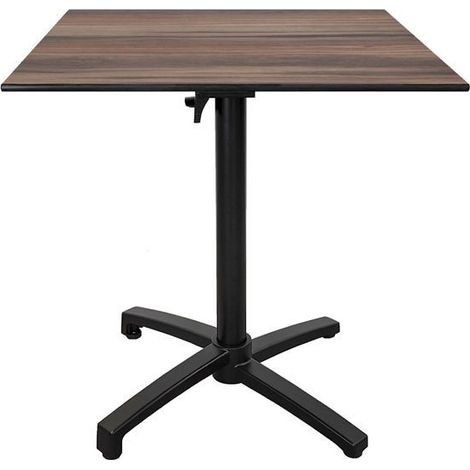 Table terrasse pliable en Compact HPL bois foncé 70 x 70 (1/4)