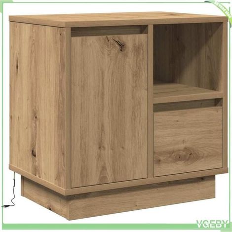 Cabinet de chevet - Chêne artisanal - Éclairage LED intégré - Design minimaliste - Rangement spacieux (1/5)
