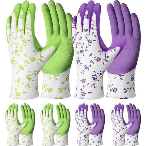 Gants de jardinage pour femmes et hommes,6/3 paires de gants de jardin avec revêtement en latex antidérapant, taille moyenne,Confortable, antidérapant